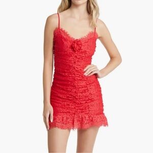 For Love & LemonsRed Lace Mini Dress